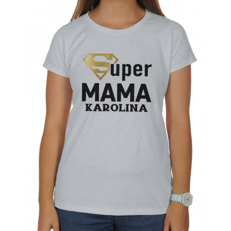 Koszulka damska Na dzień matki Super mama 2 + imię
